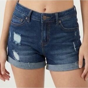 AEROPOSTALE Denim Shorts Midi Size 2 Distressed Blue Wash